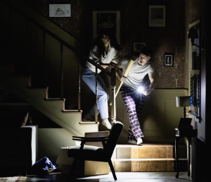 Cher Álvarez and Patrick Heusinge, emulating Mr. X and me in our house every night!.  Photo by Kyle Flubacker.